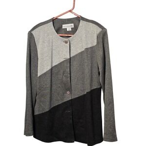 Pablo Collection Womens Size‎ 18 Colorblock Grey Black Button Front USA